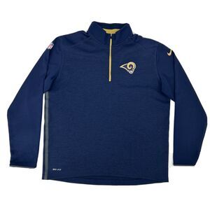St. Louis Rams Shirt Men's XL Blue‎ Nike On Field 1/4 Zip Pullover Dri-Fit